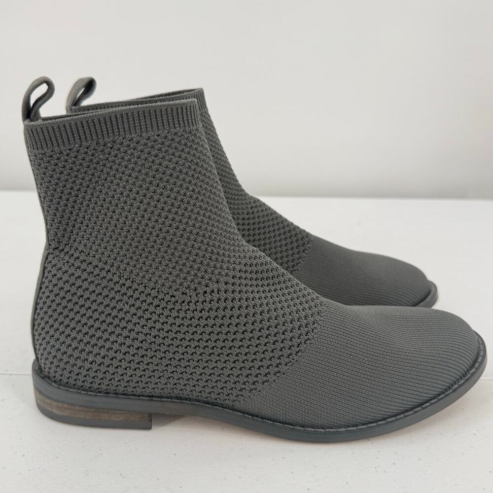 NEW Eileen Fisher Jude Recycled Stretch Knit Heeled Bootie Gray Size 6.5